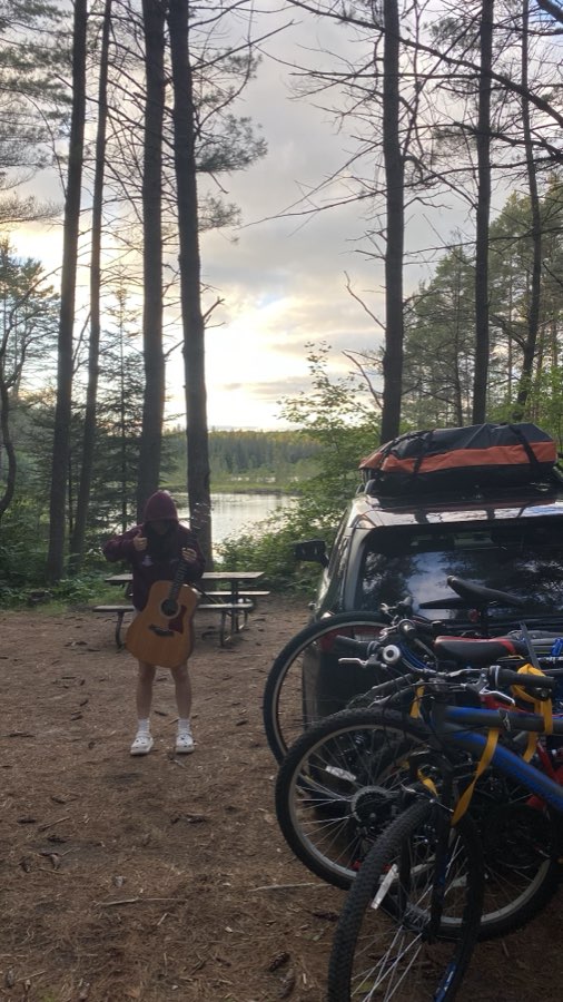 Playing guitar at the campsite in Killbear Provincial Park