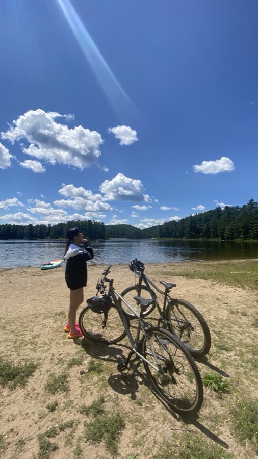 Resting after a long day of running and biking at Mew Lake, Algonquin
