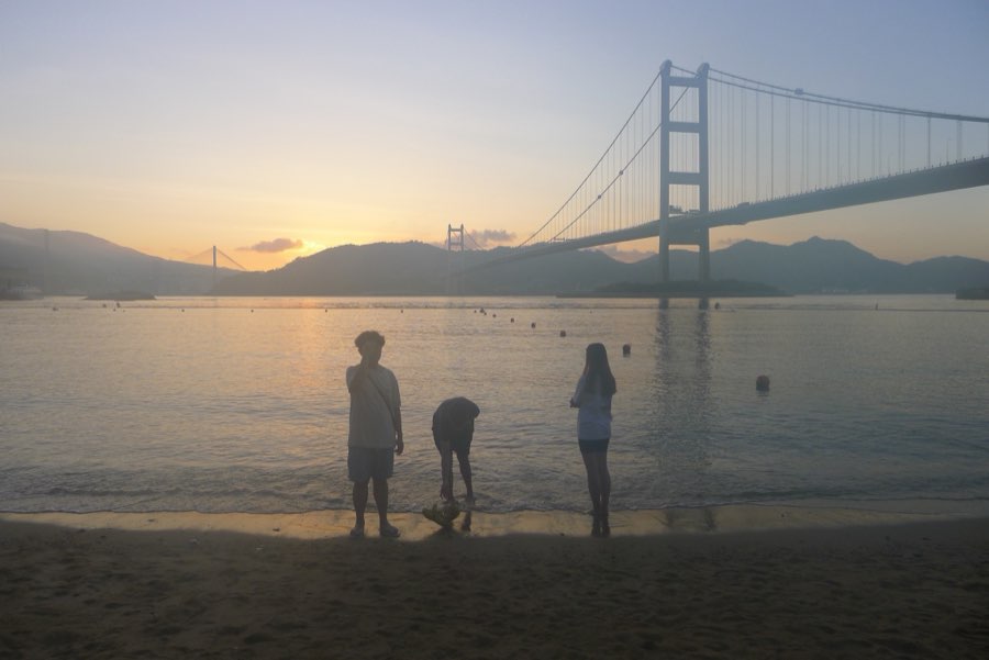 Sunrise with friends at a beach in Ma Wan, Hong Kong